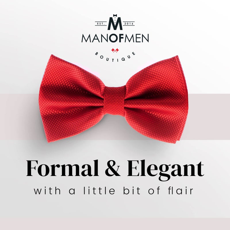 Man of Men Bow Tie for Men Polyester Solid Pretied Bowties Adjustable Tuxedos Bowtie for Weddings & Groomâ€™s Gift â€“ Bow Ties for Women (1, Red) - Image 2